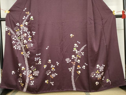 平和屋着物●訪問着　絞り　枝花文　金彩　正絹　逸品　AABL1001cs
