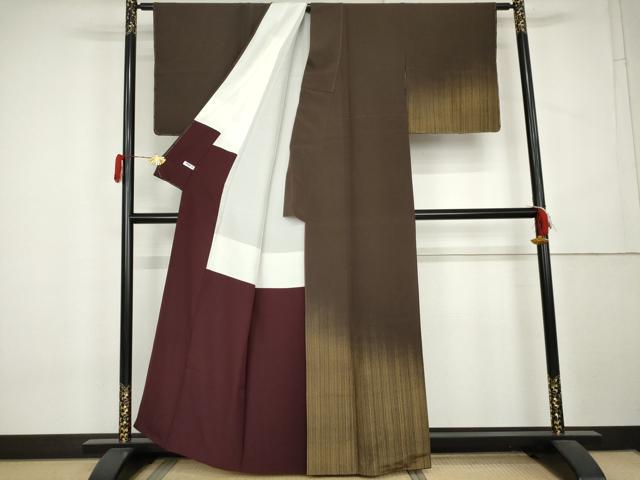 平和屋着物●訪問着　縞　金彩　正絹　逸品　AABL1005cs