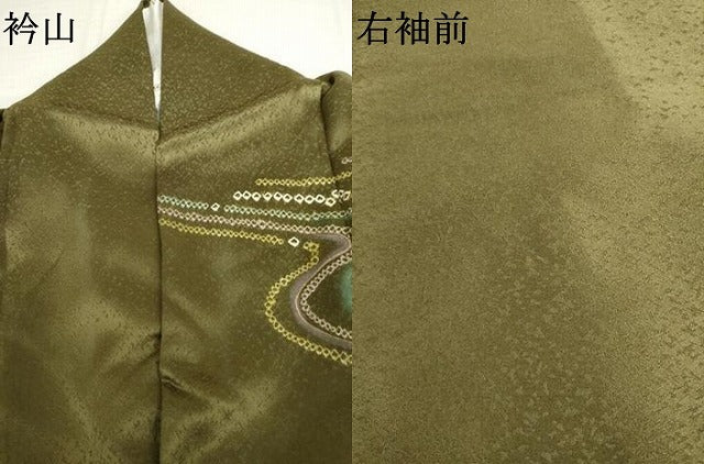 平和屋着物●訪問着　絞り　流水文　金彩　正絹　逸品　AABL1006cs