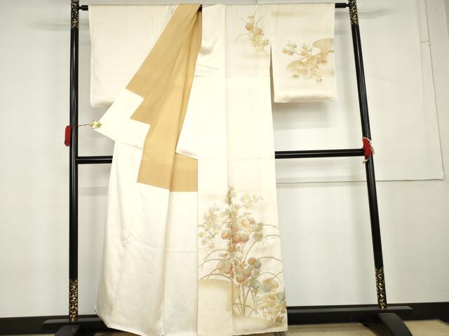 平和屋着物●金彩友禅　卓越技能者・名工・和田光正　訪問着　枝花文　金銀彩　正絹　逸品　AABL1007cs