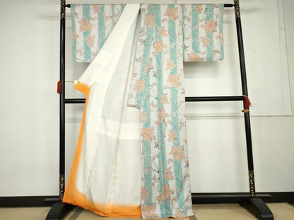 平和屋着物●上質な小紋　総絞り　枝花文　正絹　逸品　未使用　AABL1008cs