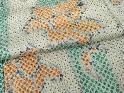 平和屋着物●上質な小紋　総絞り　枝花文　正絹　逸品　未使用　AABL1008cs