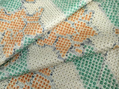平和屋着物●上質な小紋　総絞り　枝花文　正絹　逸品　未使用　AABL1008cs