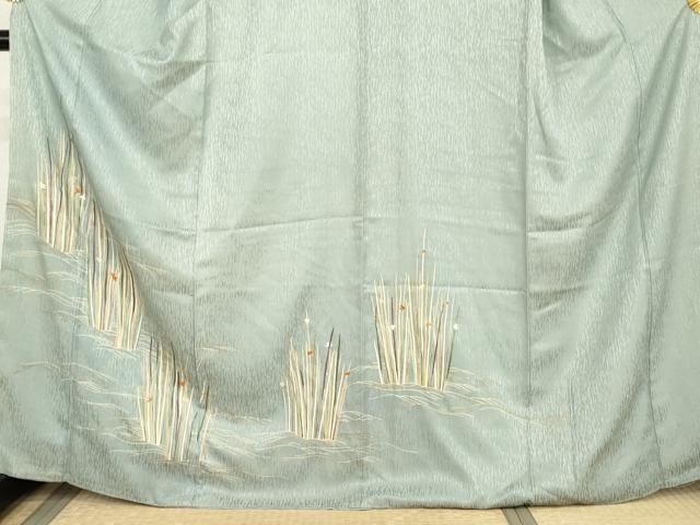 平和屋着物●創業130年　江戸染繍友禅　大彦　訪問着　刺繍　流水に枝花　金糸　金彩　正絹　逸品　AABL1009cs