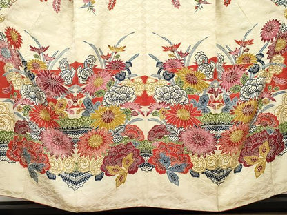 平和屋着物●紅型　振袖　吉祥花鳥文　舞蝶　正絹　逸品　AABL1010cs