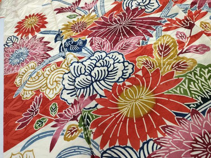 平和屋着物●紅型　振袖　吉祥花鳥文　舞蝶　正絹　逸品　AABL1010cs