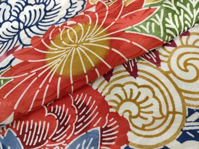 平和屋着物●紅型　振袖　吉祥花鳥文　舞蝶　正絹　逸品　AABL1010cs