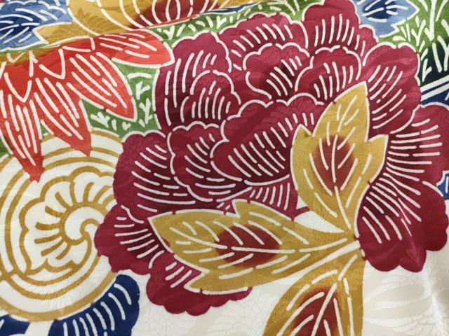 平和屋着物●紅型　振袖　吉祥花鳥文　舞蝶　正絹　逸品　AABL1010cs
