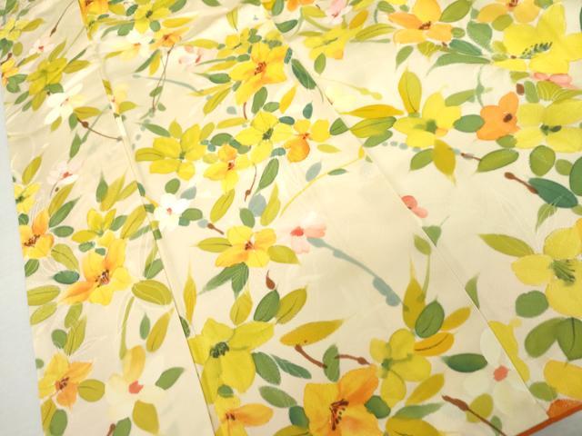 平和屋着物●上質な小紋　地紋起こし　草花文　正絹　逸品　AABL1016cs
