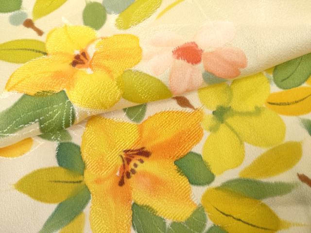平和屋着物●上質な小紋　地紋起こし　草花文　正絹　逸品　AABL1016cs