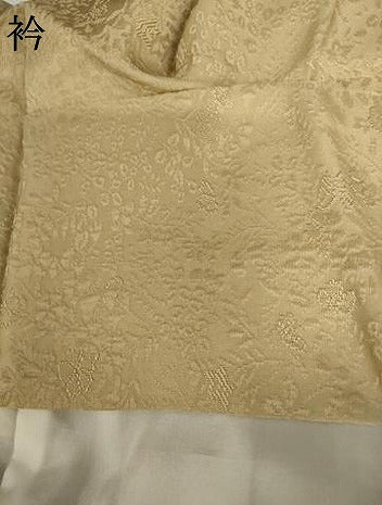 平和屋着物●上質な色無地　枝花地紋　丁子色　正絹　逸品　AABL1017cs