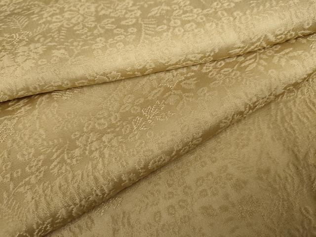 平和屋着物●上質な色無地　枝花地紋　丁子色　正絹　逸品　AABL1017cs