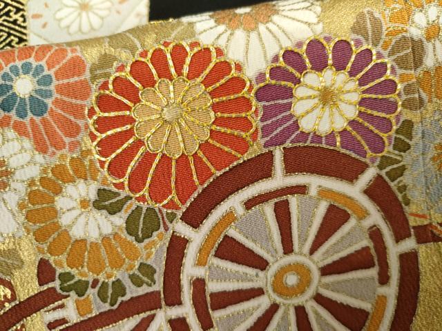平和屋着物●創業460年・千總　黒留袖　駒刺繍　花車文　金彩　正絹　逸品　AABL1021cs