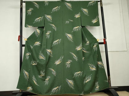 平和屋着物●染色作家　草野一騎　小紋　草木文　金彩　健勝苑扱い　正絹　逸品　AABL1023cs