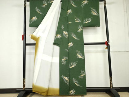 平和屋着物●染色作家　草野一騎　小紋　草木文　金彩　健勝苑扱い　正絹　逸品　AABL1023cs