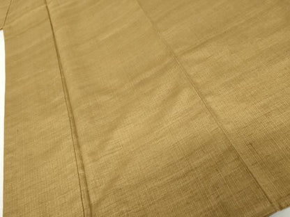 平和屋着物●上質な紬　色無地　黄橡色　正絹　逸品　AABL1027cs