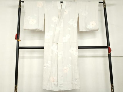 平和屋着物●長襦袢　無双仕立て　絞り　地紋起こし　舞梅文　金彩　正絹　逸品　AABL1031cs