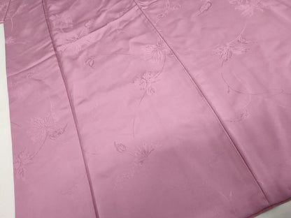 平和屋着物●上質な色無地　枝花地紋　菖蒲色　正絹　逸品　AABL1032cs