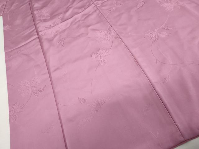 平和屋着物●上質な色無地　枝花地紋　菖蒲色　正絹　逸品　AABL1032cs