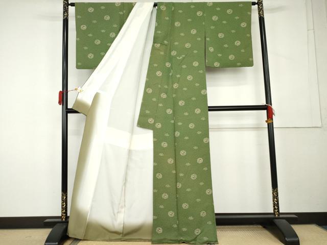 平和屋着物●上質な小紋　型染め　幾何学柄　正絹　逸品　AABL1035cs
