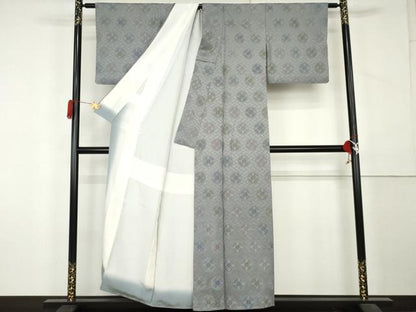平和屋着物●上質な小紋　地紋起こし　花丸文　正絹　逸品　AABL1038cs