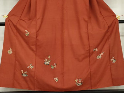 平和屋着物●訪問着　紬地　ろうけつ染　幾何学花文　正絹　逸品　AABL1039cs
