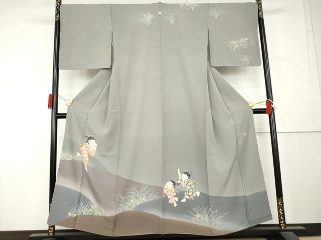 平和屋着物●十日町友禅作家　関口遼一　訪問着　童子遊び　正絹　逸品　AABL1042cs