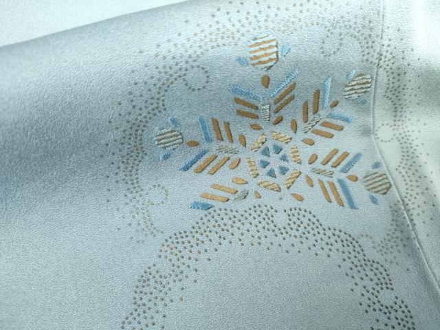 平和屋着物●人間国宝　福田喜三郎　訪問着　刺繍　雪輪重ね花文　暈し染め　正絹　逸品　AABL1046cs