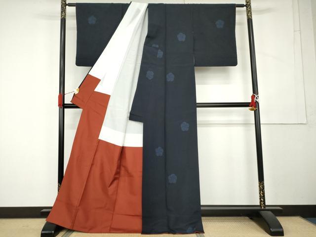 平和屋着物●本塩沢　ねじ梅　正絹　逸品　AABL1055cs
