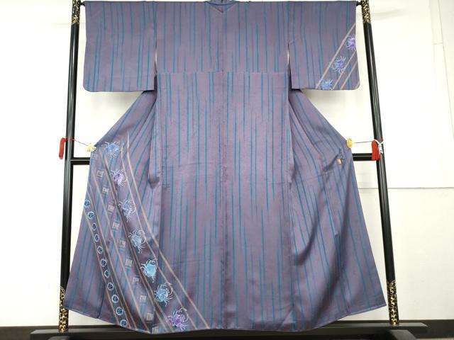 平和屋着物●北大路魯山人　訪問着　ろうけつ染　蟹　金彩　正絹　逸品　AABL1058cs