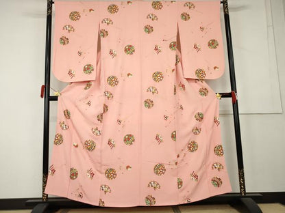 平和屋着物●上質な小紋　花毬文　簪　金彩　正絹　逸品　AABL1061cs