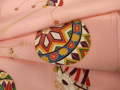 平和屋着物●上質な小紋　花毬文　簪　金彩　正絹　逸品　AABL1061cs