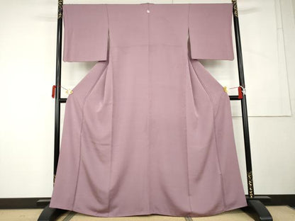 平和屋着物●上質な色無地　雲重ね地紋　京紫色　正絹　逸品　AABL1062cs