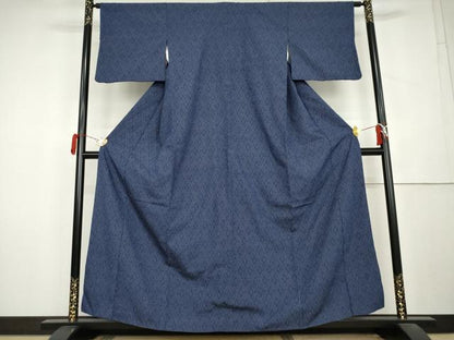 平和屋着物●本塩沢　110亀甲　菱文　正絹　逸品　AABL1064cs