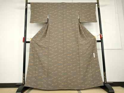 平和屋着物●世界的人形師　辻村寿三郎　ジュサブロー　小紋　松　正絹　逸品　AABL1066cs