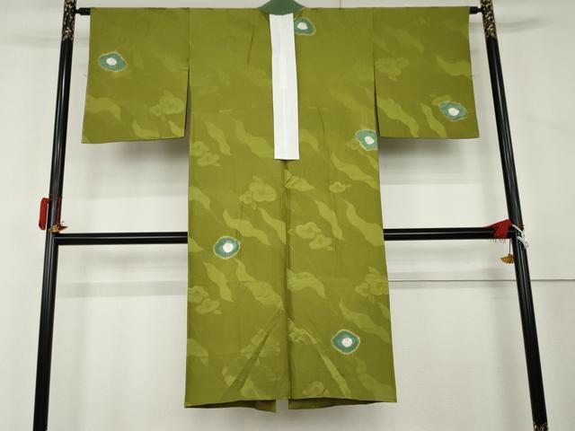 平和屋着物●長襦袢　袷　絞り　椿　金彩　正絹　逸品　AABL1069cs