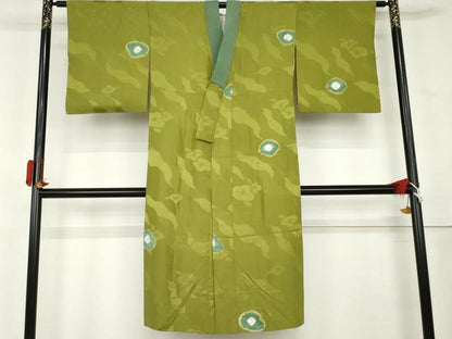平和屋着物●長襦袢　袷　絞り　椿　金彩　正絹　逸品　AABL1069cs
