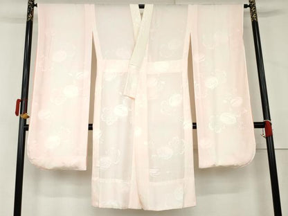 平和屋着物●振袖用長襦袢　無双仕立て　雪兎地紋　暈し染め　半衿刺繍　京都きもの友禅扱い　正絹　逸品　未使用　AABL1072cs