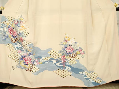 平和屋着物●訪問着　花車文　金彩　嘘つき襦袢　正絹　逸品　AABL1075cs