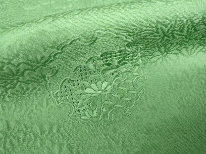 平和屋着物●中国三大刺繍　汕頭刺繍　スワトウ刺繍　総刺繍　無地絵羽訪問着　薄緑色　正絹　逸品　AABL1079cs