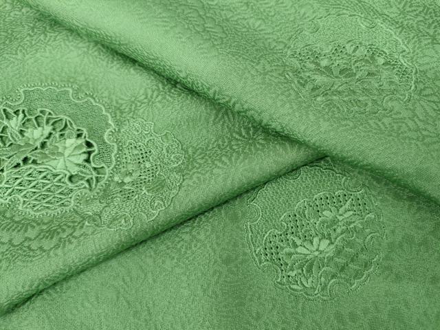 平和屋着物●中国三大刺繍　汕頭刺繍　スワトウ刺繍　総刺繍　無地絵羽訪問着　薄緑色　正絹　逸品　AABL1079cs