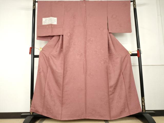 平和屋着物●上質な色無地　草木染　北斗星　長春色　反端付き　正絹　逸品　AABL1083cs