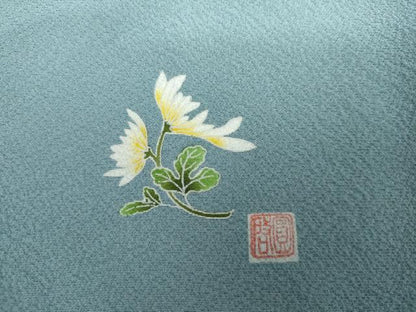 平和屋着物●本草木染作家　圓啓　色無地　空色　正絹　逸品　AABL1085cs
