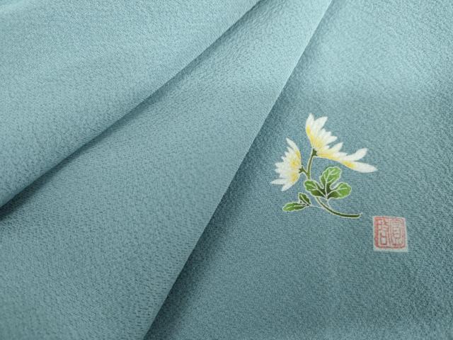 平和屋着物●本草木染作家　圓啓　色無地　空色　正絹　逸品　AABL1085cs