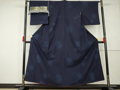 平和屋着物●結城紬　舞花文　証紙付き　正絹　逸品　AABL1088cs