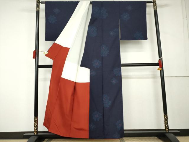 平和屋着物●結城紬　舞花文　証紙付き　正絹　逸品　AABL1088cs