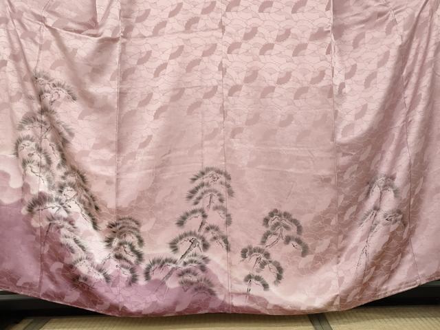 平和屋着物●訪問着　手描き　枝松文　暈し染め　正絹　逸品　AABL1091cs