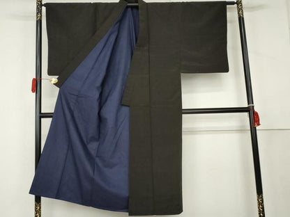 平和屋着物●男性　紬　色無地　蝋色　正絹　逸品　AABL1092cs