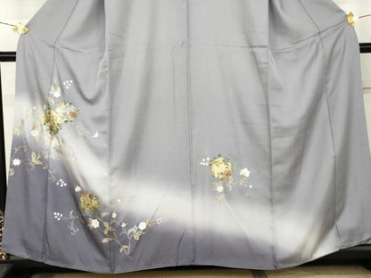 平和屋着物●訪問着　花唐草文　暈し染め　金銀彩　正絹　逸品　AABL1094cs