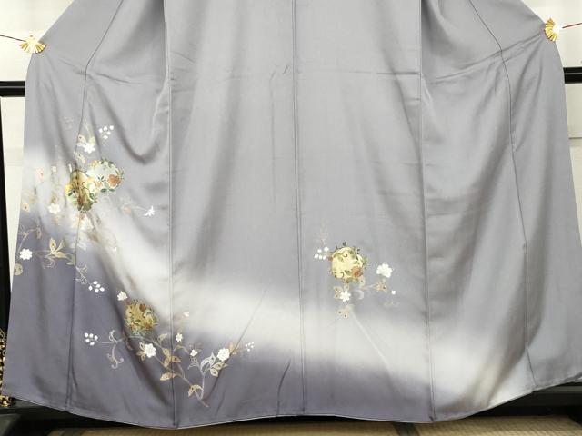 平和屋着物●訪問着　花唐草文　暈し染め　金銀彩　正絹　逸品　AABL1094cs